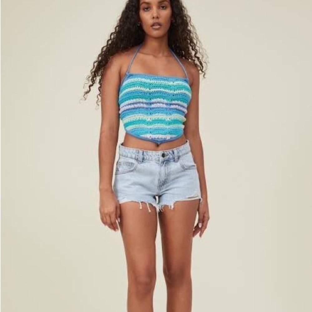 Cotton On Crochet Crop Top Tank Women’s Size Small Boho Festival Spaghetti Strap